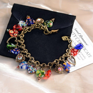 Candy Glass Hearts Charm Bracelet BR583 - Sweet Romance Wholesale