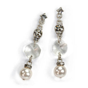 Crystal Pearl Earring E1059 - Sweet Romance Wholesale