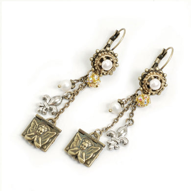 French Angel Locket Earrings E1118 - Sweet Romance Wholesale