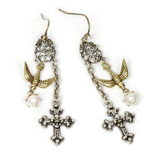 Load image into Gallery viewer, Cross &amp; Holy Spirit Bird Earrings E1122 - Sweet Romance Wholesale