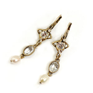 Crystal & Pearl Nouveau Drop Earrings E1126 - Sweet Romance Wholesale