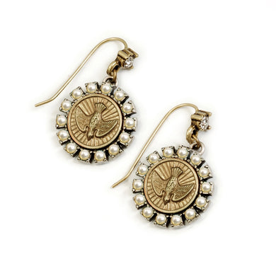 Holy Spirit Pearl Bird Coin Earrings - Sweet Romance Wholesale