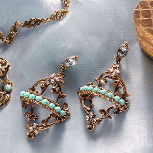 Vintage French Regency Turquoise Earrings E1175 - Sweet Romance Wholesale