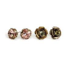 Load image into Gallery viewer, Crystal Cushion &amp; Roses Earring Set E1181 - Sweet Romance Wholesale