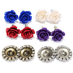 Interchangeable Carved Roses Earrings Set E1211 - Sweet Romance Wholesale