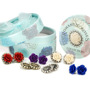 Interchangeable Carved Roses Earrings Set E1211 - Sweet Romance Wholesale