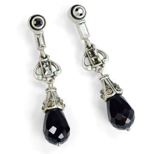 Load image into Gallery viewer, Art Deco Black and Silver Drop Earrings E1223 - Sweet Romance Wholesale