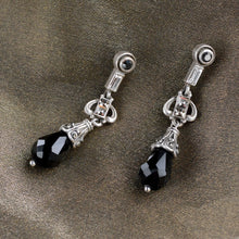 Load image into Gallery viewer, Art Deco Black and Silver Drop Earrings E1223 - Sweet Romance Wholesale