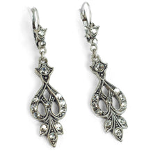 Load image into Gallery viewer, Art Deco Vintage Arabesque Silver Wedding Earrings E1226 - Sweet Romance Wholesale
