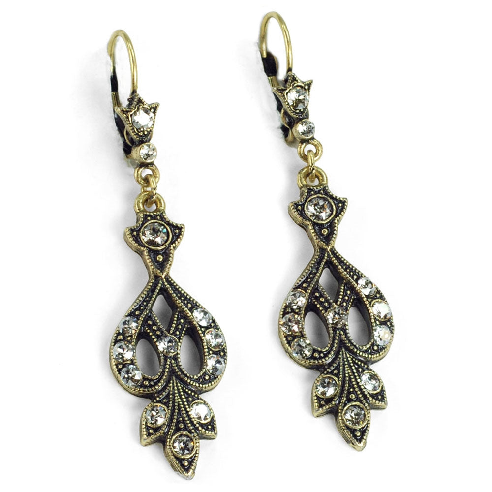 Art Deco Vintage Arabesque Silver Wedding Earrings E1226 - Sweet Romance Wholesale