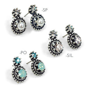Double Stone Crystal Stud Earrings E1247 - Sweet Romance Wholesale