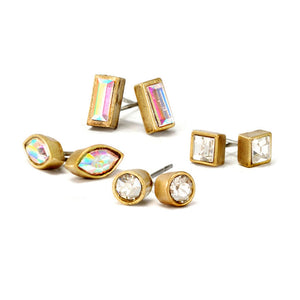 Set of 4 Crystal Stud Earrings E1259 - Sweet Romance Wholesale