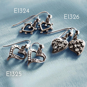 Crystal Outline Heart Earrings E1324 - Sweet Romance Wholesale