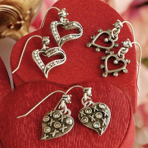 Crystal Outline Heart Earrings E1324 - Sweet Romance Wholesale