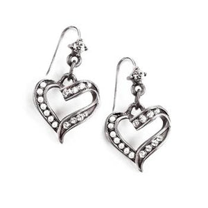 Crystal and Pearl Heart Earrings E1325 - Sweet Romance Wholesale