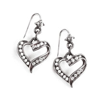 Load image into Gallery viewer, Crystal and Pearl Heart Earrings E1325 - Sweet Romance Wholesale