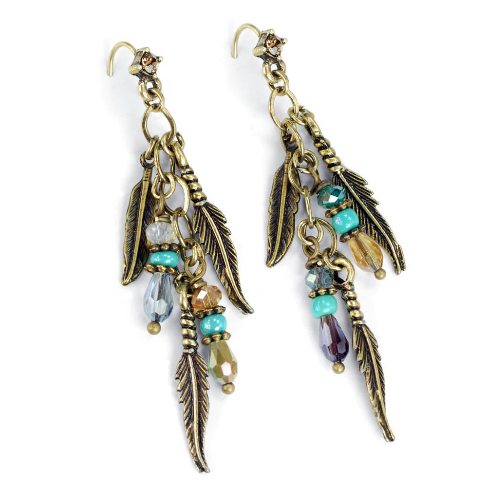 Feathers and Beads 1960s Earrings E1350 - Sweet Romance Wholesale