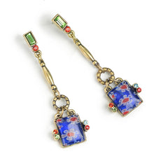Load image into Gallery viewer, Millefiori Glass Square Drop Earrings E1384 - Sweet Romance Wholesale
