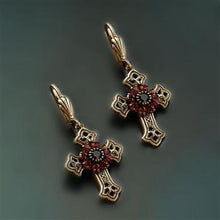 Load image into Gallery viewer, Victorian Black Cross Earrings E1443 - Sweet Romance Wholesale