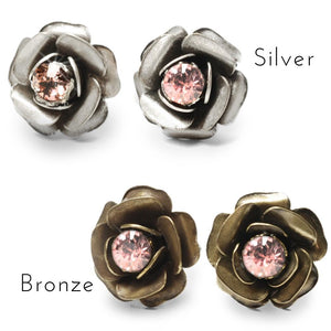 Crystal Rose Stud Earrings E1981 - Sweet Romance Wholesale