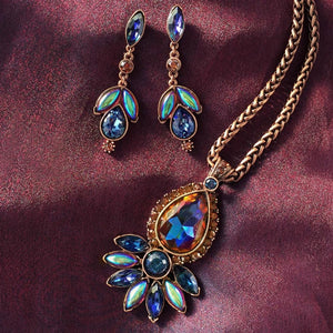 Vintage Peacock Glass Earrings Copper Fire - Sweet Romance Wholesale