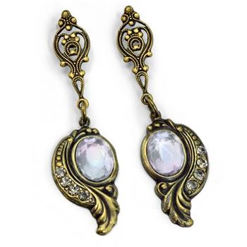 Victorian Curves and Crystal Earrings E416 - Sweet Romance Wholesale
