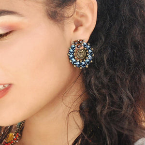 Sapphire Crystal Sun Sign Zodiac Statement Earrings - Sweet Romance Wholesale