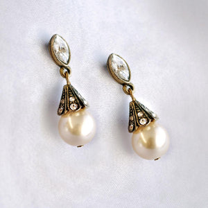 Art Deco Vintage Pearl Wedding Earrings E541 - Sweet Romance Wholesale