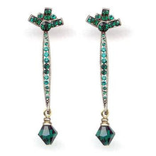 Load image into Gallery viewer, Long Jet Crystal and Bead Earrings E563 - Sweet Romance Wholesale