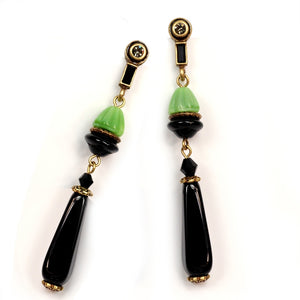 Green and Black Vintage Egyptian Earrings - Sweet Romance Wholesale