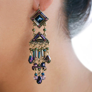 Iridescent Pyramid Mosaic Egyptian Earrings - Sweet Romance Wholesale
