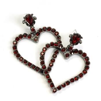 Crystal Outline Heart Earrings E736 - Sweet Romance Wholesale