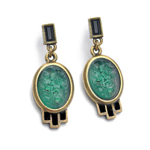 Load image into Gallery viewer, Vintage Green Jadeite Oval Glass Earrings - Sweet Romance Wholesale