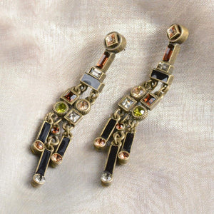 Art Deco Crystal Enamel Fringe Earrings E782 - Sweet Romance Wholesale