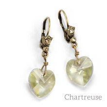 Load image into Gallery viewer, Faceted Vintage Crystal Heart Earrings E820 - Sweet Romance Wholesale