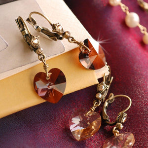 Faceted Vintage Crystal Heart Earrings E820 - Sweet Romance Wholesale