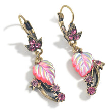 Load image into Gallery viewer, Satin Glass Leaves Earrings E898 - Sweet Romance Wholesale