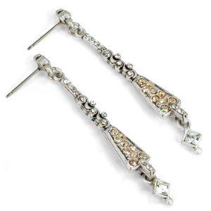 Art Deco Silver Linear Vintage Earrings E935-SIL - Sweet Romance Wholesale