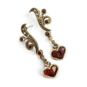 Garnet Hearts Earrings E947-GA - Sweet Romance Wholesale