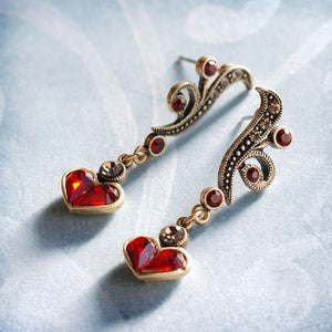Garnet Hearts Earrings E947-GA - Sweet Romance Wholesale