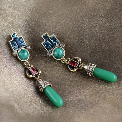 Art Deco Vintage Jade Glass Earrings E9522 - Sweet Romance Wholesale