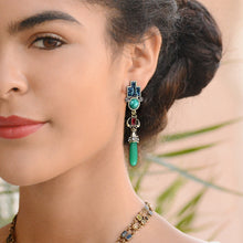 Load image into Gallery viewer, Art Deco Vintage Jade Glass Earrings E9522 - Sweet Romance Wholesale