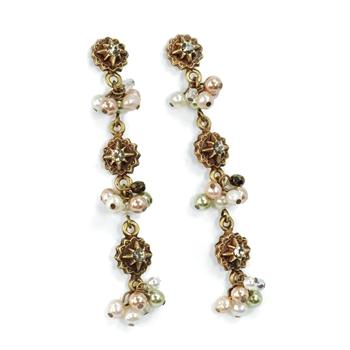 Crystal and Pearls Drop Earrings E982 - Sweet Romance Wholesale