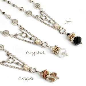 Crystal & Pearls Drop Necklace N1021 - Sweet Romance Wholesale
