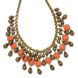 1940s Coral & Filigree Collar Necklace N1042 - Sweet Romance Wholesale