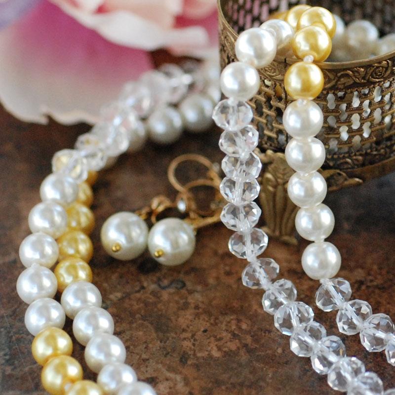 60" Pearl Necklace & Earring Set N1049-SET - Sweet Romance Wholesale