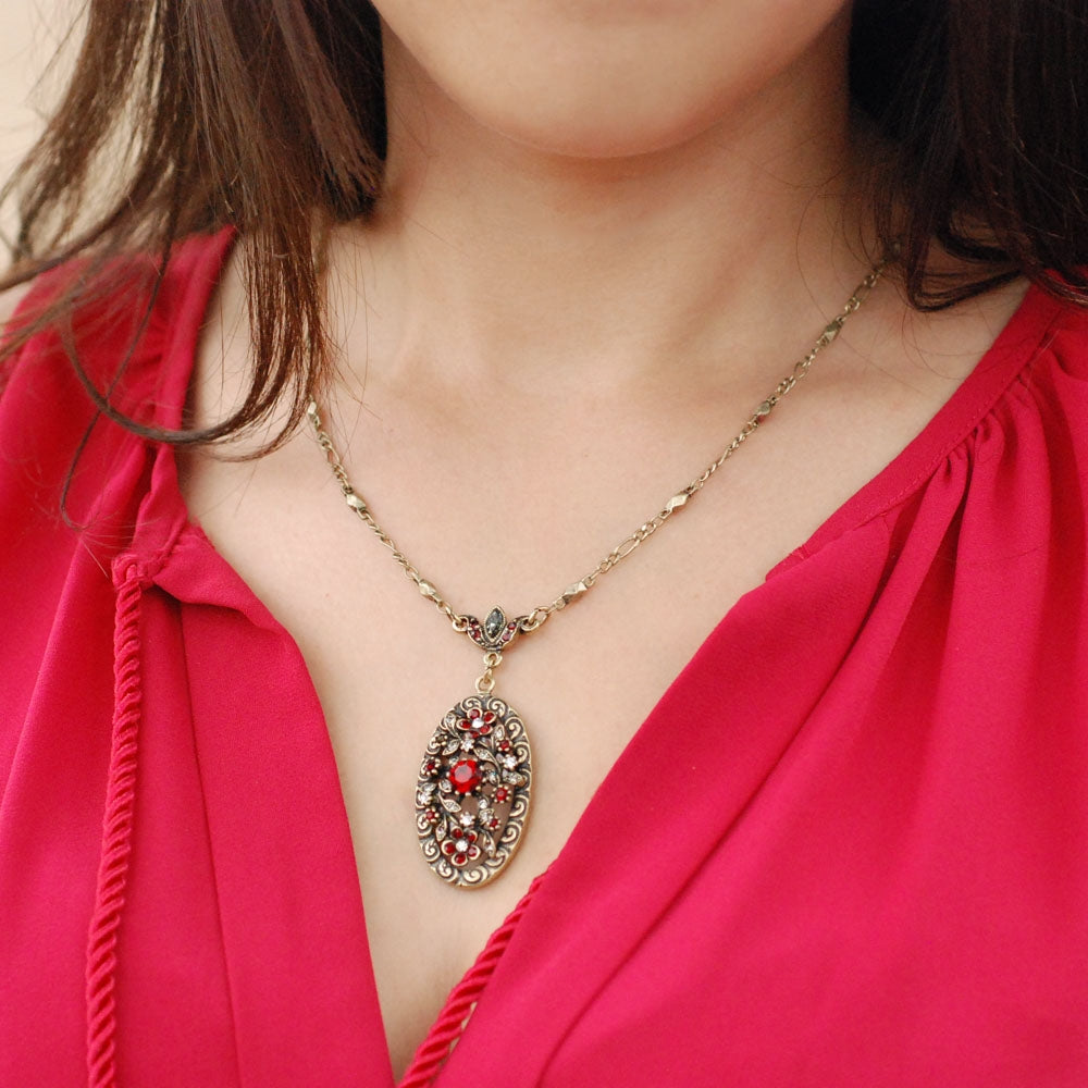 Garnet Victorian Necklace N1069 - Sweet Romance Wholesale