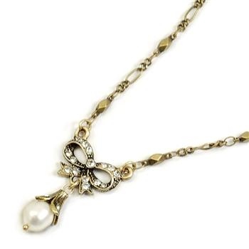 Bow Pearl Wedding Necklace N1070 - Sweet Romance Wholesale