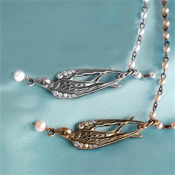 Swallow and Pearls Necklace - Sweet Romance Wholesale