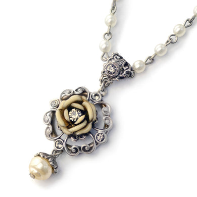 Ivory Tea Rose Necklace - Sweet Romance Wholesale